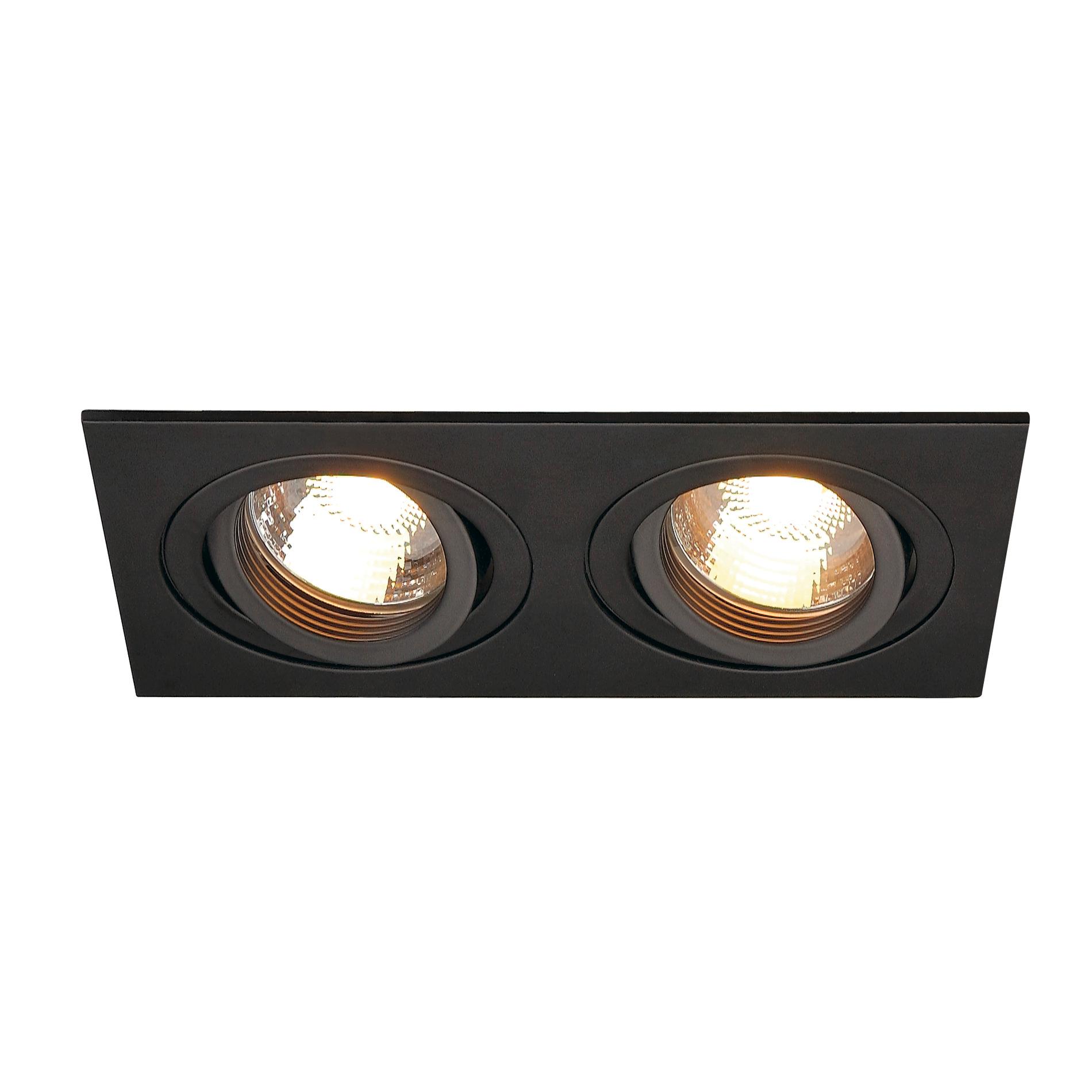 SLV NEW TRIA II GU10 downlight rechthoekig mat zwart - 17x90cm - 50W - IP20