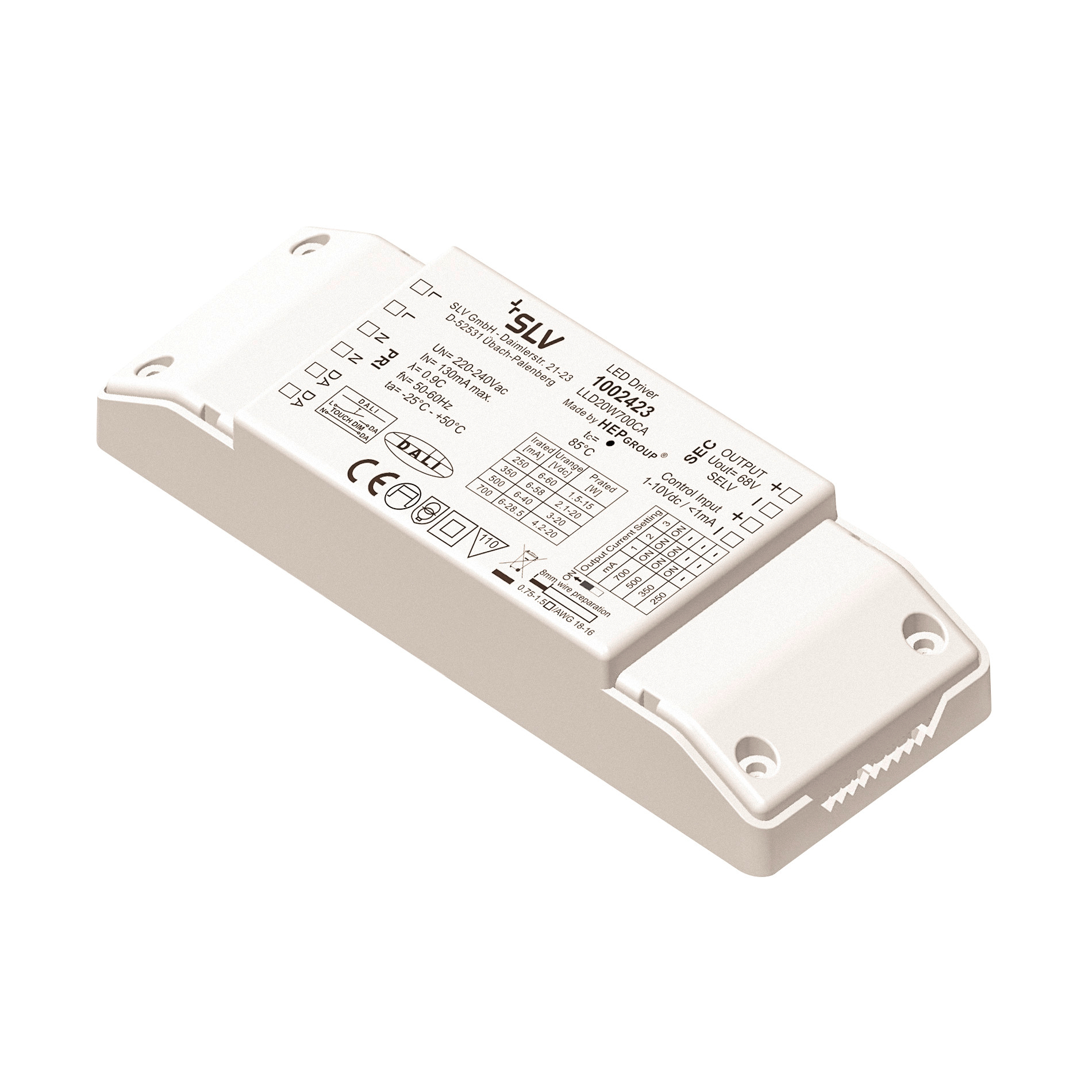 SLV SLV Led-voeding MEDO 30 dimbaar DALI/1-10V 15x52cm - IP20