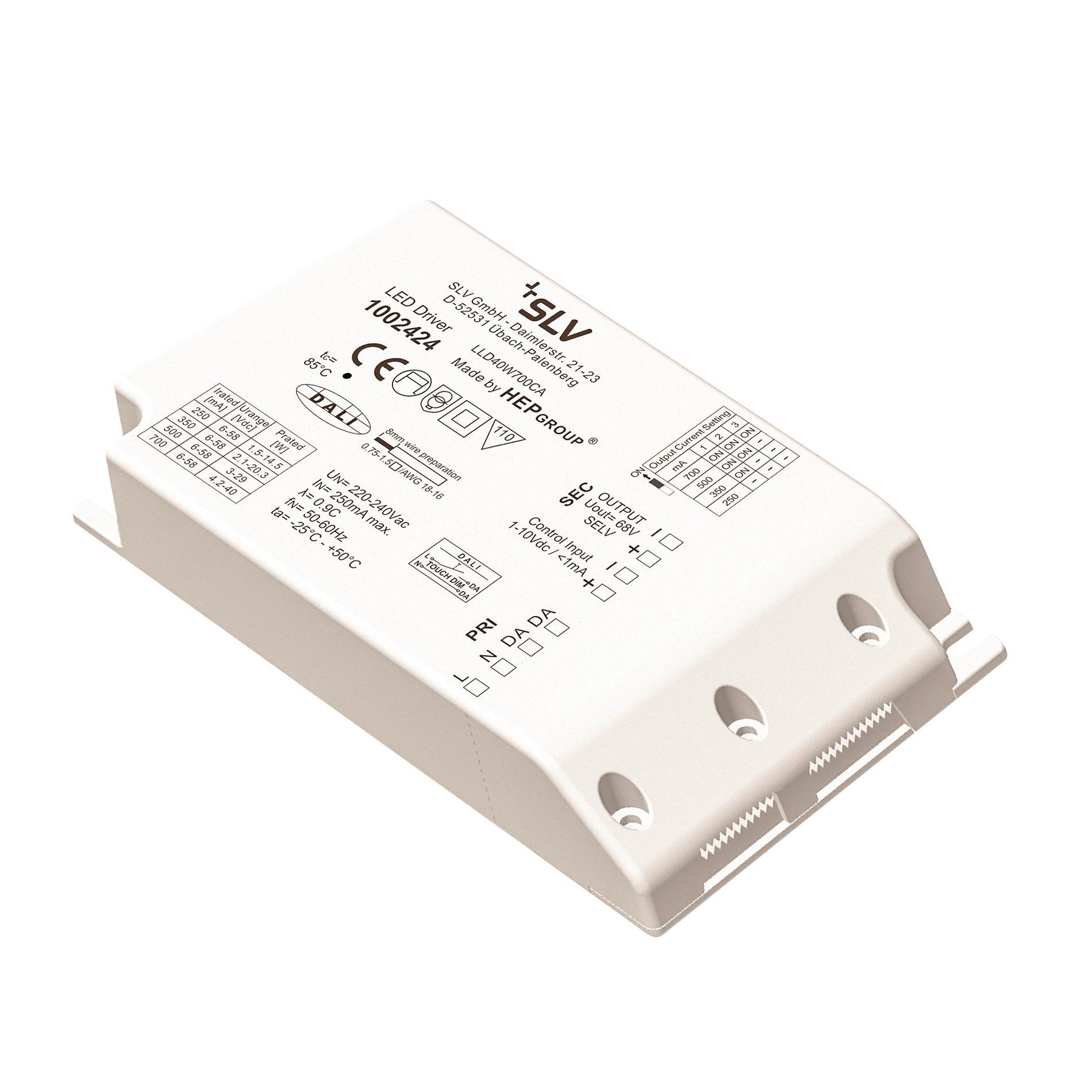 SLV LED Driver 40W 500 1050mA DALI MEDO 400 DIM DAL zwart 12x79cm - IP20