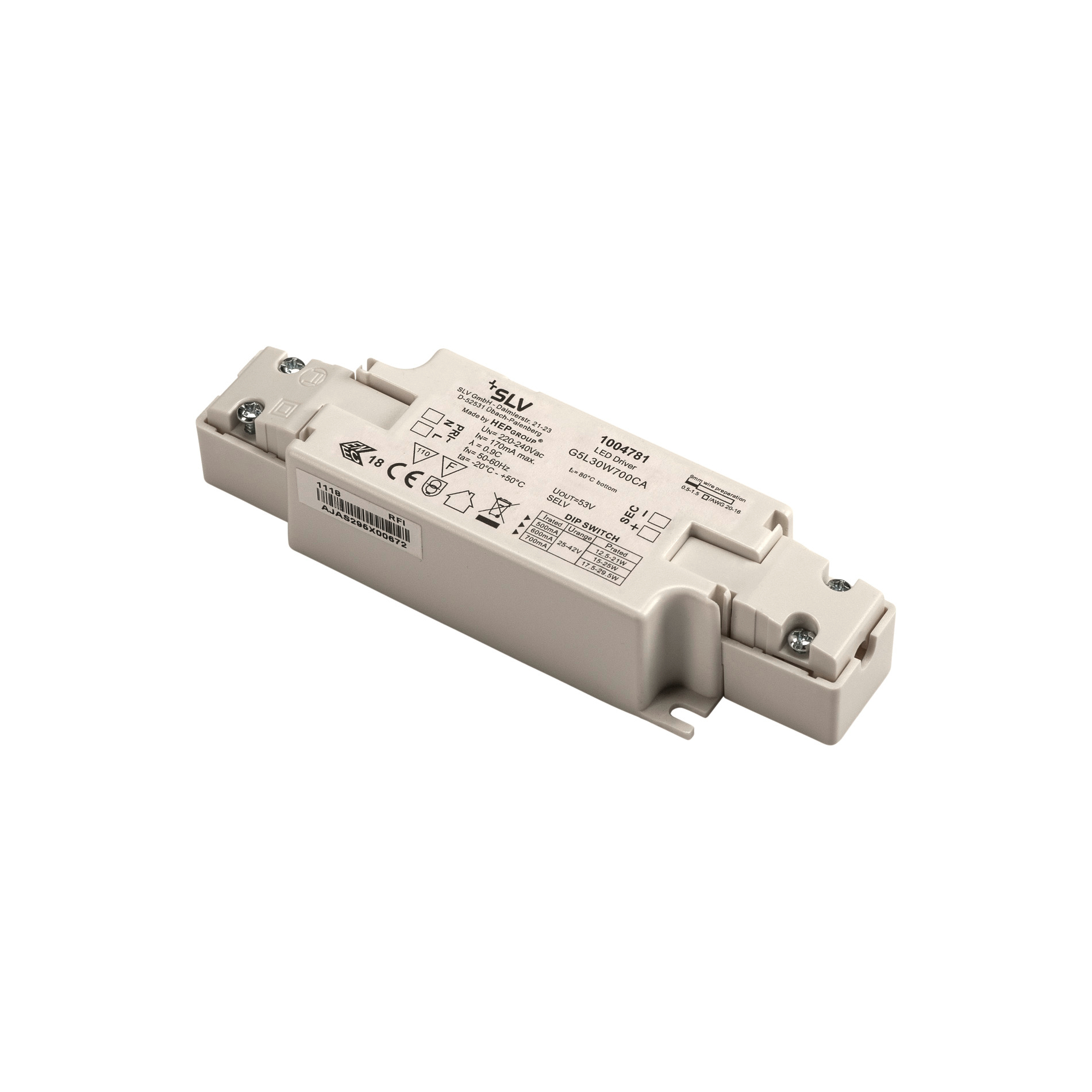 SLV SLV LED Driver 21 29,5W 500/600/700mA 15x43cm - IP20