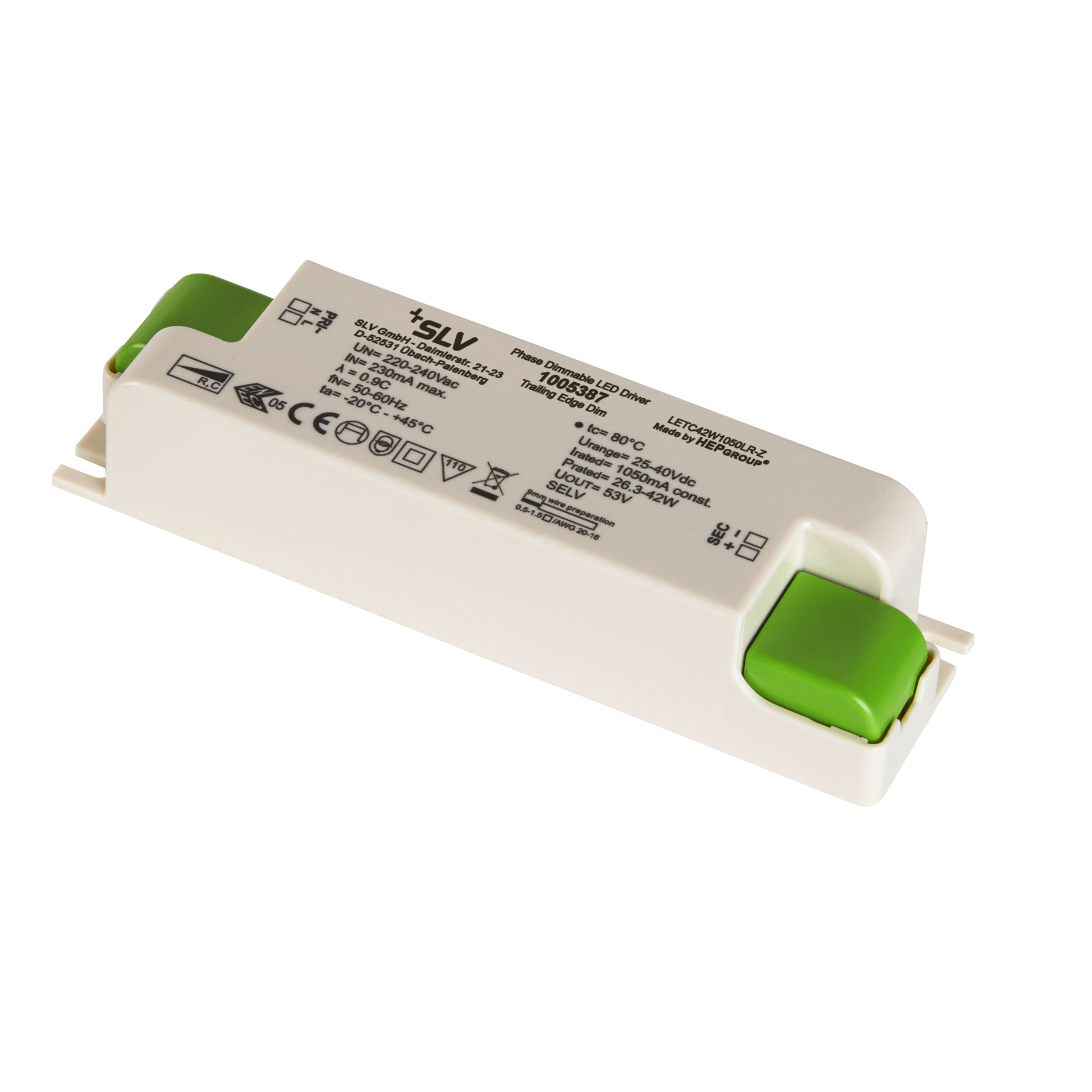SLV SLV LED Driver 40W 1000mA PHASE DRIVER 15x40cm - IP20