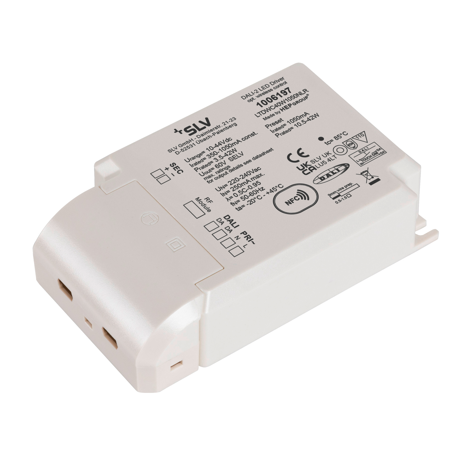 SLV SLV LED driver 12x79cm - 40W - DALI RF - IP20