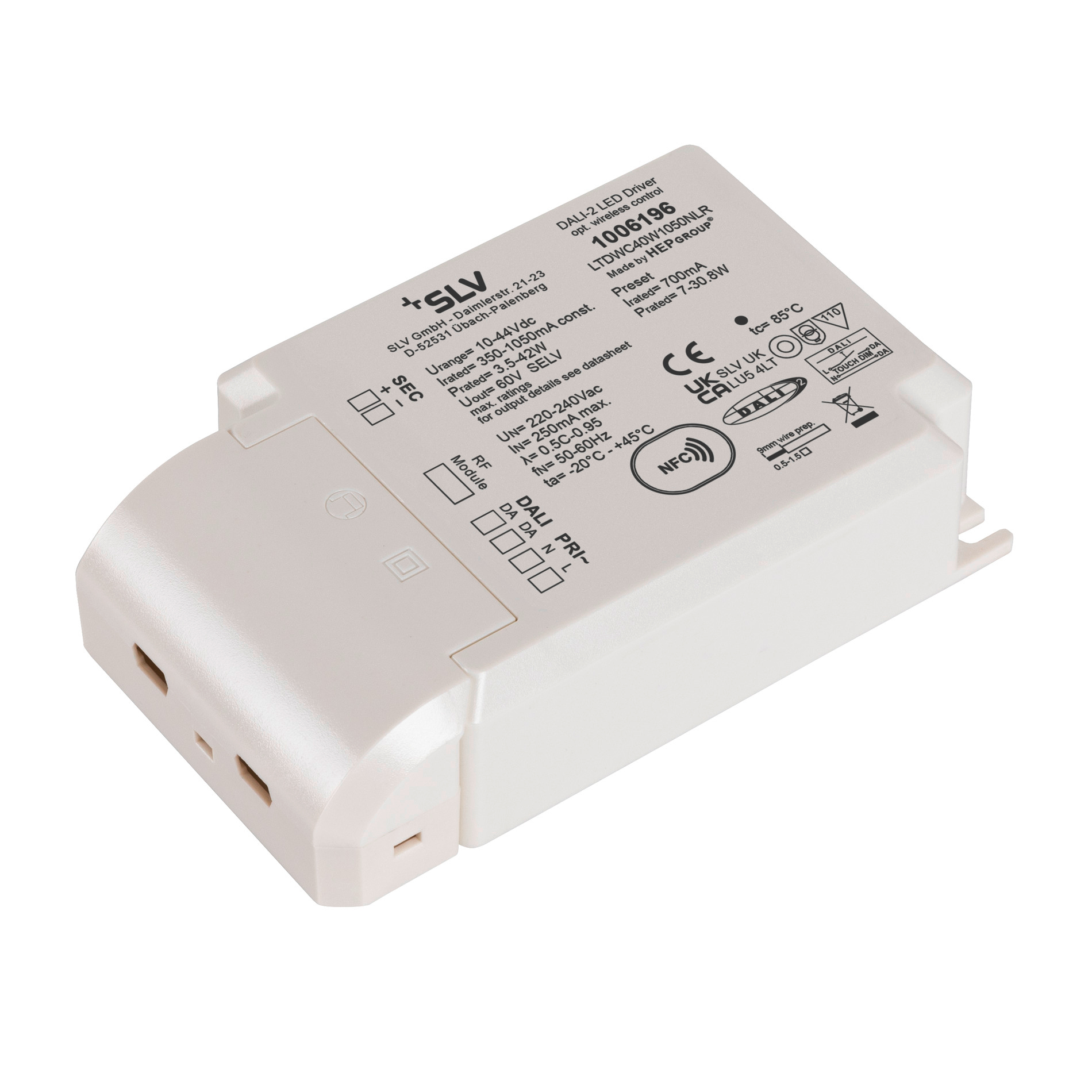 SLV SLV Led driver 700mA 40W DALI RF option 12x79cm - IP20