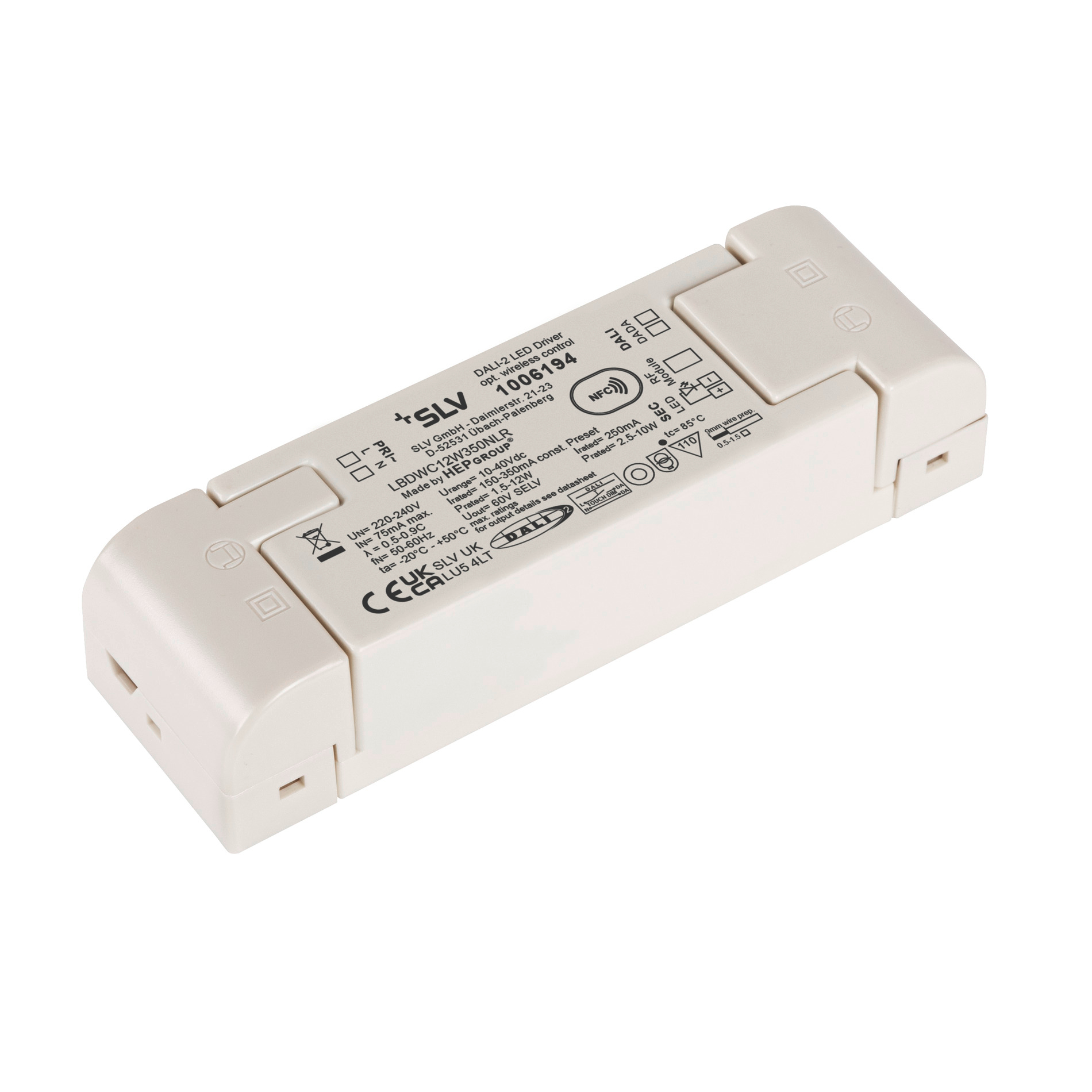 SLV SLV LED-DRIVER DAL D zubehör (universal) LED driver 250mA 12W DALI RF option 14x44cm - IP20