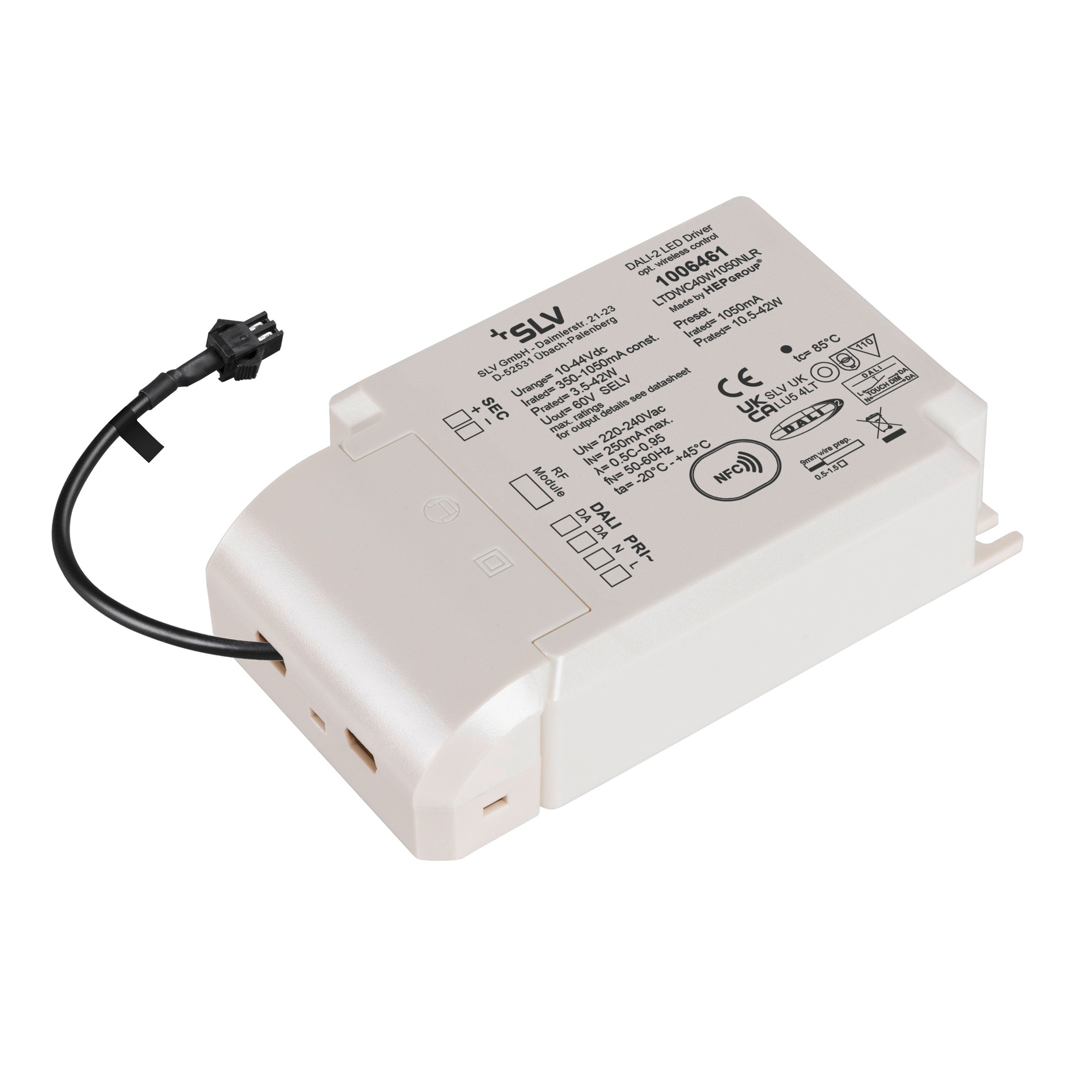 SLV SLV LED driver 42W 1050mA Numinos DALI 12x79cm - IP20