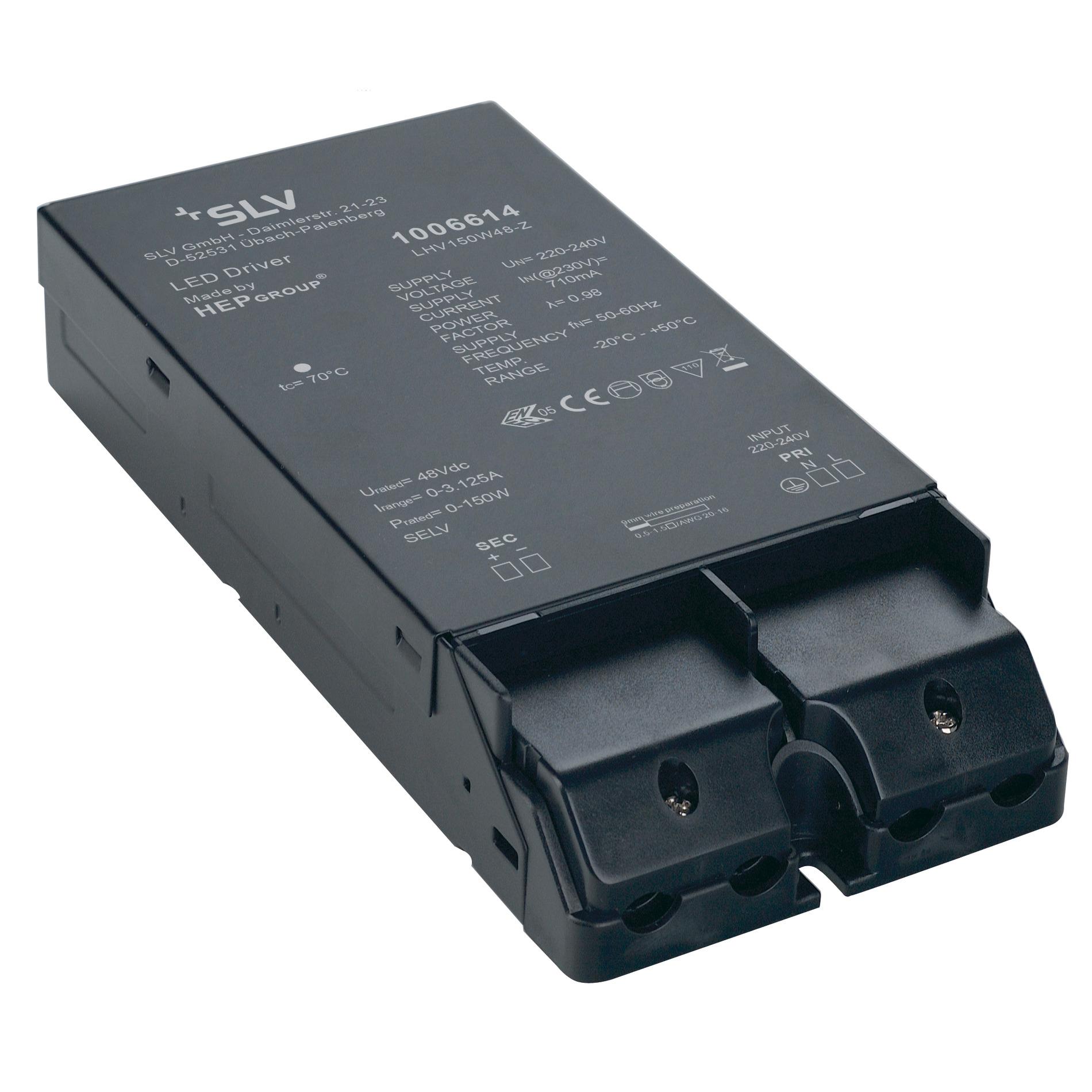 SLV LED-voeding 48V zwart 19x88cm - 150W - IP20