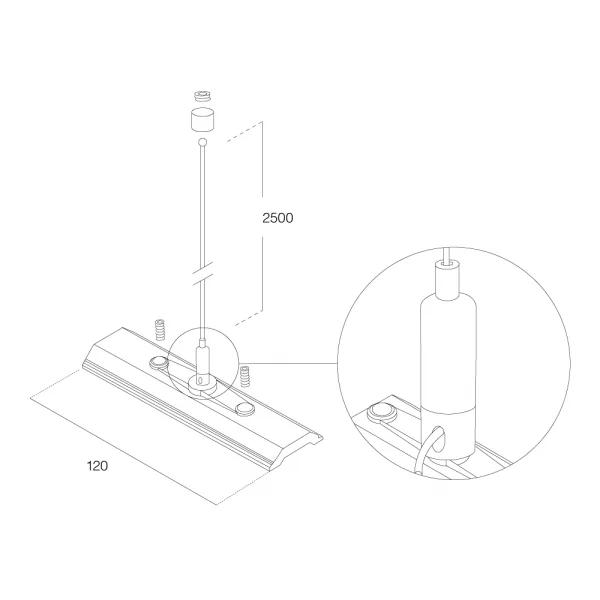 Lumiparts Ophangset 3-fase compleet 120mm staalkabel 2,5M