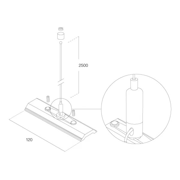 Lumiparts Ophangset 3-fase compleet 120mm staalkabel 2,5M foto 1