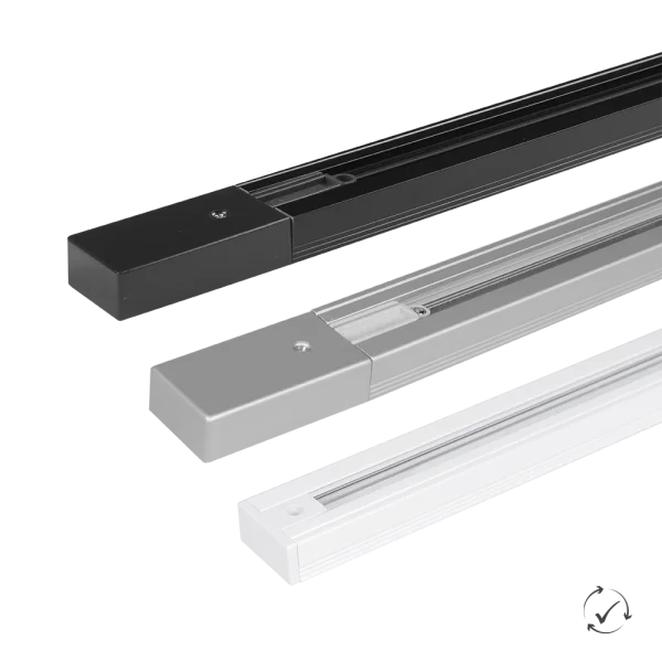 Lumiparts Rail 1-fase Vierkant 3m zilvergrijs incl. aansluitstuk en eindstuk