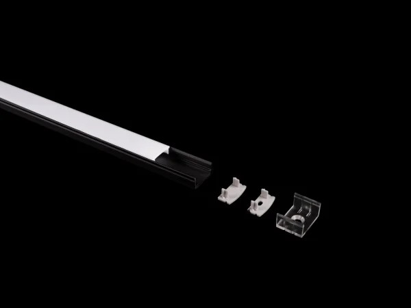 Lumiparts Alupro Curve eindkap open voor profiel 2m opbouw 8mm zwart foto 1