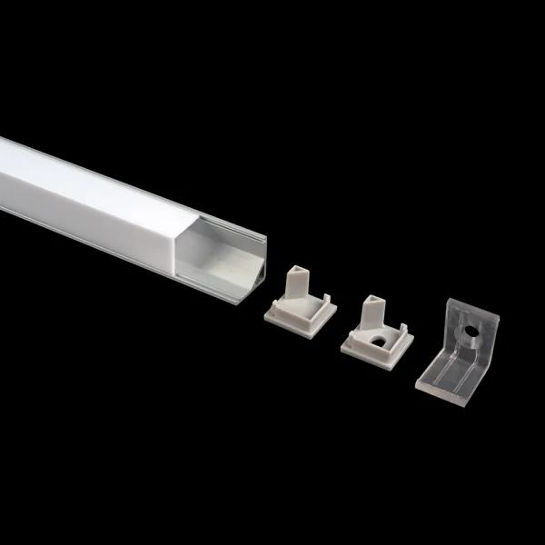 Lumiparts Alupro Hoekprofiel 16mm eindkap open vierkant zwart