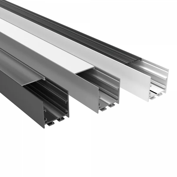 Lumiparts Alupro Plus XLS profiel zwart + afscherming PC opaal opbouw 2m foto 1