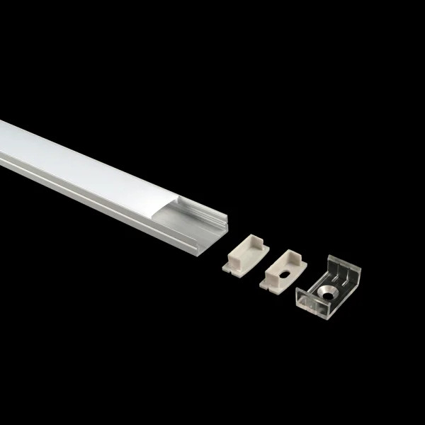 Lumiparts Alupro Wide eindkap open voor profiel 2m opbouw zwart foto 1