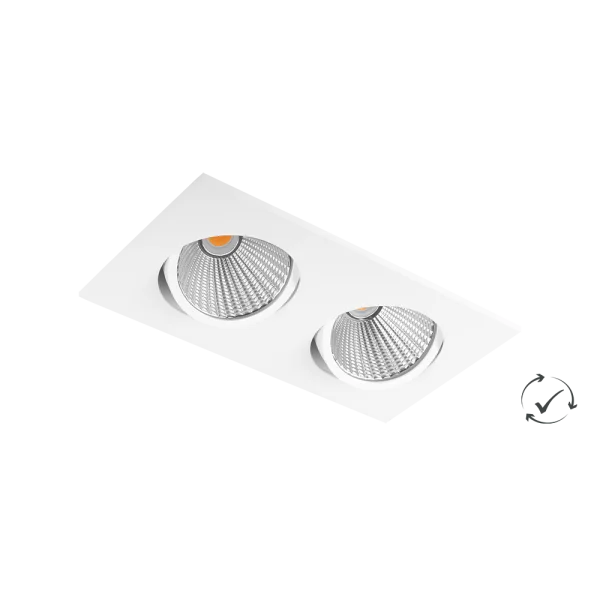 Lumiparts Flo vierkant draai/kantelbaar 2-Lichts Wit 930 2x 24° 27W