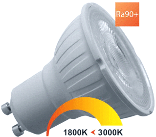 Megaman Dim to warm LED-lamp 5W 410lm 1800-3000K GU10 PAR16 DTW R9 U-DM